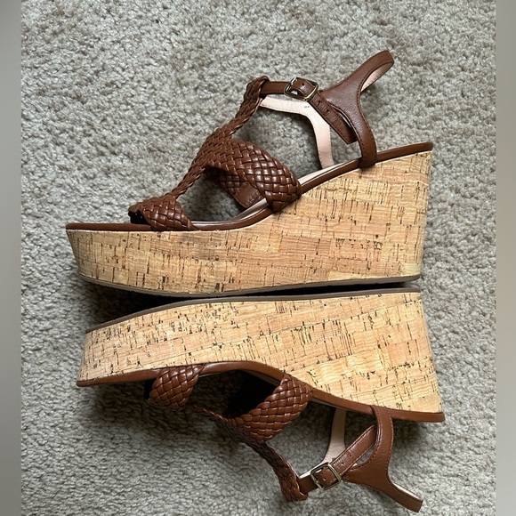 Kate Spade Tiana Wedge Sandals Sz 9 Woven Strap Lightweight Cork-Wrap Pkatform - Picture 7 of 10